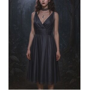 Patra Y2K VNeck Sleeveless Midi Dress Womens Size 8 Whimisigoth Fairy Iridescent